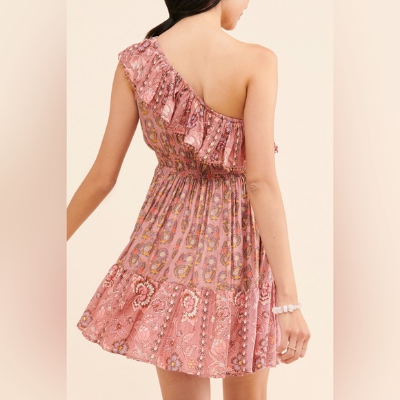 Gipsy Queen - Free People - Paisley One Shoulder Mini Dress Small/med NWT - Picture 2 of 14